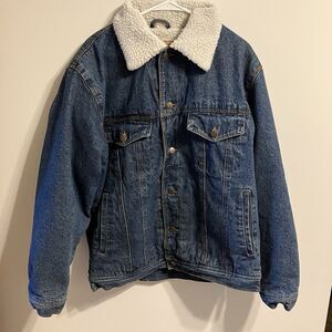 Oscar Jeans Sherpa Denim Jean Trucker Jacket Mens Size 2XL‎ Vintage Cabincore